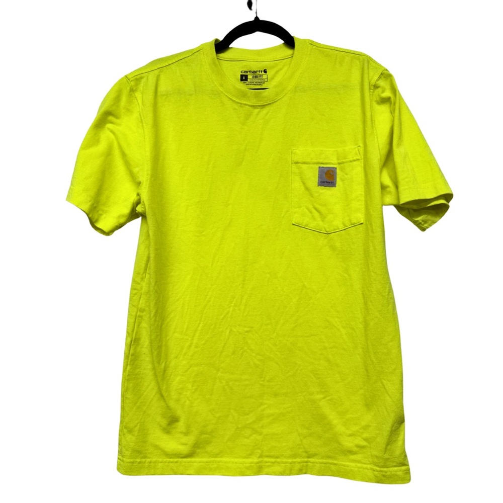 Carhartt Men's Neon Yellow Pocket Loose Fit T-Shirt Size Small